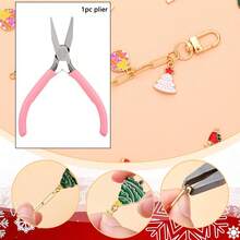 110/55 件圣诞节 DIY 钥匙扣制作套件，包含圣诞树、圣诞老人、雪花等合金饰物，配有钥匙扣夹、跳环和钥匙扣钳，适合女性，馈赠佳品 - 鑰匙圈套裝 - 查看 7