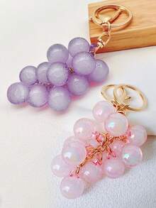 2件树脂透明串珠葡萄吊坠新款创意学生书包装饰钥匙扣礼物，装饰配件水果装饰包链吊坠书包延长器替换延长链带链吊坠紫水晶葡萄保护套吊坠新款创意学生书包装饰钥匙扣礼物， - 彩色 - 查看 11