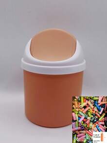 1 pieza Caja de almacenamiento mini popular con diseño de corazón estilo INS para dormitorio de niña, bote de basura de plástico con tapa, papelera de escritorio para decoración de oficina en el hogar, mesa de café, oficina, sala de estar - Multicolor - Ver 22