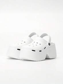 1 双男女款休闲透气一脚蹬凉鞋，轻便平底户外/室内拖鞋，适合驾车、沙滩、情侣 - 白色 - 查看 8