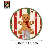 1 pièce Tapis antidérapant de salle de bain en forme d'homme en pain d'épices de Noël, en matériau de flanelle, tapis de sol rond, décoration moelleuse, convient pour les salles de bain, les portes, les cuisines, les salons et autres occasions, lavable en machine, antidérapant, décoration de Noël, peut être offert en cadeau