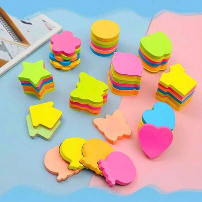 Kit Bloco de notas Adesivas Recadinho de Anotações Autoadesivo Divertido 7x7 Neon Sortido Atacado Kawaii