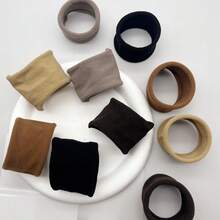 10 piezas de elegantes coleteros para mujer - marrón café y neutros, elásticos sin costuras gruesos, de tela suave para uso diario, con estilo bohemio retro minimalista, accesorios para el cabello lindos, de textura suave y ajuste a la moda