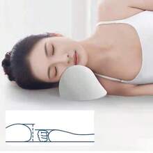 1个双球颈椎枕，记忆棉颈枕，睡眠颈枕，仰卧和侧卧颈部支撑枕，男女通用，四季舒适 - 灰色 - 查看 9