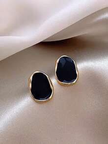 1 Pair Minimalist Asymmetrical Geometric Everyday Casual Unique Classic Retro Elegant Women Earrings - Black - View 6