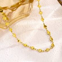 1 Set Minimalist Romantic Heart Design Stainless Steel Women's Jewelry Set, Smooth Bubble Heart Necklace & Bracelet Set, Couple Jewelry, Suitable For Daily Wear, Wedding, Formal Occasions, Jewelry Gift Set