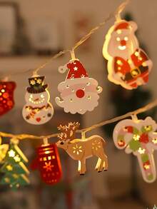 1 peça de luzes de corda de Natal 1 peça de luzes de corda de LED festivas de Natal, design de Papai Noel e boneco de neve, decoração de Natal interna alimentada por bateria, sem bateria incluída, componentes eletrônicos para decoração de Natal, decoração de Natal, decoração de árvore de Natal, decoração de presente de Ação de Graças, casamento, decoração de casa, decoração de outono, decoração de aniversário para presentes, suprimentos para festas, jardim interno externo, decoração de festival de férias, decoração de Halloween, decoração de parede, enfeites de Halloween