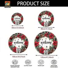 1 pièce Tapis de bain antidérapant rouge pointe de Noël, en matériau de flanelle, tapis de sol rond, décoration moelleuse, convient pour les salles de bains, les portes, les cuisines, les salons et autres occasions, lavable en machine, antidérapant, décoration de Noël, peut être offert en cadeau