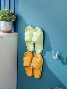 1/2/3 Slipper Hooks, Shower Flip Flops Adhesive Storage Rack Saves Space Babouche Adhesive Bracket, Bathroom Shower Flip Shoe Adhesive Organizer, Bathroom Shower Flip Shoelace Adhesive Storage Rack Saves Space, Storage Rack, Space Saving Dishwashing Cloth - Multicolor - View 10