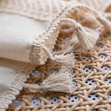 Boho Curtain Crochet Lace Patchwork Semi-Blackout Bohemian Handmade Tassels, Rod Pocket Window Treatment Vintage Rustic Farmhouse Drapes For Bedroom, 1 Panel 59" W X 108" L, Beige - 米色拼布59寬x108公升1包 - 查看 6