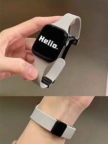 1条灰色窄款液态硅胶磁吸表带，兼容 42mm、38mm、40mm、41mm、44mm、45mm、46mm、49mm，时尚智能手表替换表带，适用于Series Ultra2、Ultra SE2、SE 11、10、9、8、7、6、5、4、3、2、1，男女通用，可作为学生返校礼物