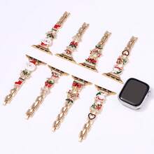 1 Stück Weihnachts-Uhrenarmband/-Gehäuse kompatibel mit Apple Watch SE/8/7/6/5/4 Serie 40/41mm und 44/45mm, einzigartiges Hohldesign mit PC-Hartschalenmaterial + farbigem Strass-Metallrahmen - Direkter Touchscreen ohne Verzögerung, leicht und langanhaltend, Metallarmband mit verstellbarem Faltschließe, tolles Geschenk - Uhren-Zubehör (nicht als Set, Uhrengehäuse und Armband separat erhältlich)