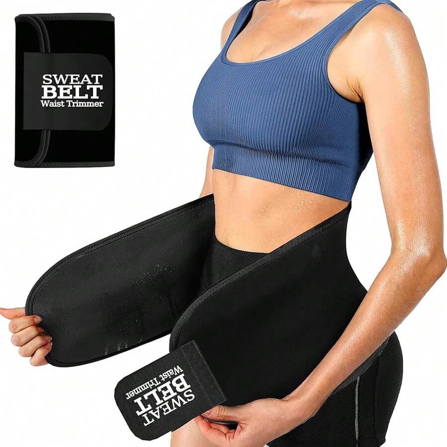 ZPP Waist Trainer For Women And Men, Neoprene Sweat Band Waist Trimmer Belt Slimming Stomach Wrap For Workout - Black/White - View 1