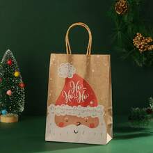 25pcs Christmas Gift Bags, Kraft Paper Bags, Printed Christmas Gift Bags With Handles, Portable Christmas Gift Bags For Mother/Father/Sister/Grandpa, Christmas & New Year Gift Packaging