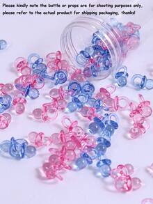 100pcs/150pcs Mini Acrylic Pacifiers Suitable For Baby Shower Games, Cute Pacifiers Baby Shower Party Decoration, DIY Gender Revealing Party Table Scattering, Baby Shower Gifts, Multi-Color - Multicolor - View 5