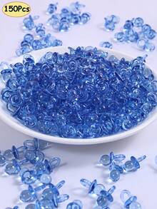 100pcs/150pcs Mini Acrylic Pacifiers Suitable For Baby Shower Games, Cute Pacifiers Baby Shower Party Decoration, DIY Gender Revealing Party Table Scattering, Baby Shower Gifts, Multi-Color - Multicolor - View 12