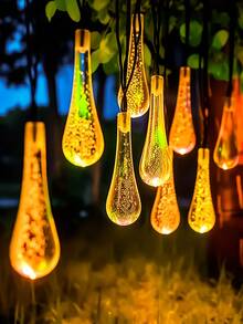 1pc/200/100pcs LED Solar Curtain Water Drop Light Light Outdoor Light, 8 Lighting Modes Fairy Light Christmas Party Wedding Home Bedroom Garden Wall Decoration, IP65 Outdoor Lighting For Festival, Christmas Decoration, Outdoor Waterproof Garden Lawn Patio Bubble Ball Colored Light, Christmas Decorative Light