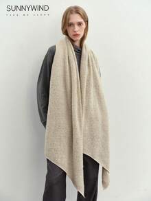 1pc Women Solid Color Soft Knit Scarf, Everyday Use For Dress - Beige - View 4