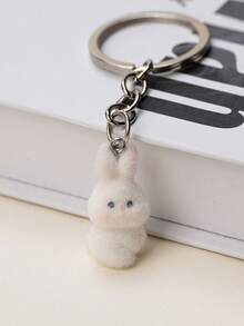 Lindo llavero de peluche de conejo de dibujos animados, adorable colgante de resina 3D de animal, ideas de regalo de Navidad