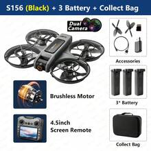 TOKQI 2025新款S156屏幕遥控无人机，配备双摄像头、4.92英寸遥控器屏幕、带避障功能的四轴飞行器、强劲的无刷电机和光流悬停技术，是万圣节的完美礼物