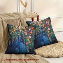 2 fundas de cojín con estilo de Gustav Klimt - Impresión plana 2D de arte floral vibrante, con cremallera suave, lavable a máquina para decoración del hogar cómoda en sala de estar, dormitorio, sofá, material duradero, diseño exclusivo de diseñador, insertos no incluidos, 2D plano