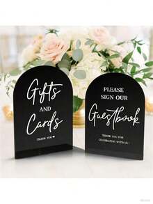 15 piezas de placas de acrílico en blanco con soportes de madera, soportes de tarjetas de señalización arqueada para mesa, adecuados para bodas, fiestas de cumpleaños, decoración de tarjetas de lugar de hotel