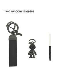 1 pieza Llavero de astronauta, colgante de llavero de alta gama, anilla de resorte, 2 estilos aleatorios, regalo para parejas - Negro - Ver 2