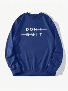 K-GLORY 男士休闲百搭印花圆领卫衣 - 藍色 - 查看 4