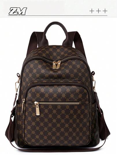 Women's Vintage Backpack, New Fashion Versatile PU Plaid Student Shoulder Bag, Travel Bag, School Backpack ,University Bag