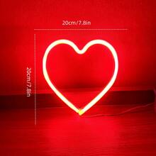 1pc Heart Shaped Neon Sign Light, Neon Heart Wall Decor, Home Decor, Holiday Decor, Battery Or USB Powered LED Neon Heart Light, Suitable For Birthday Party, Celebration, Proposal, Anniversary, Valentine's Day, Mother's Day, Halloween, Christmas And Other Holidays Decoration And Gift - White - View 11