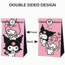 12pcs Sanrio Party Gift Box Packaging Kuromi Hello Kitty Tote Bags Double-Sided Printing Suitable For Valentine's Day, Halloween, Christmas, Birthday Party Gifts, Candy Wrapping Paper Bags, Holiday Gift Wrapping Paper Bags, Decorative Items