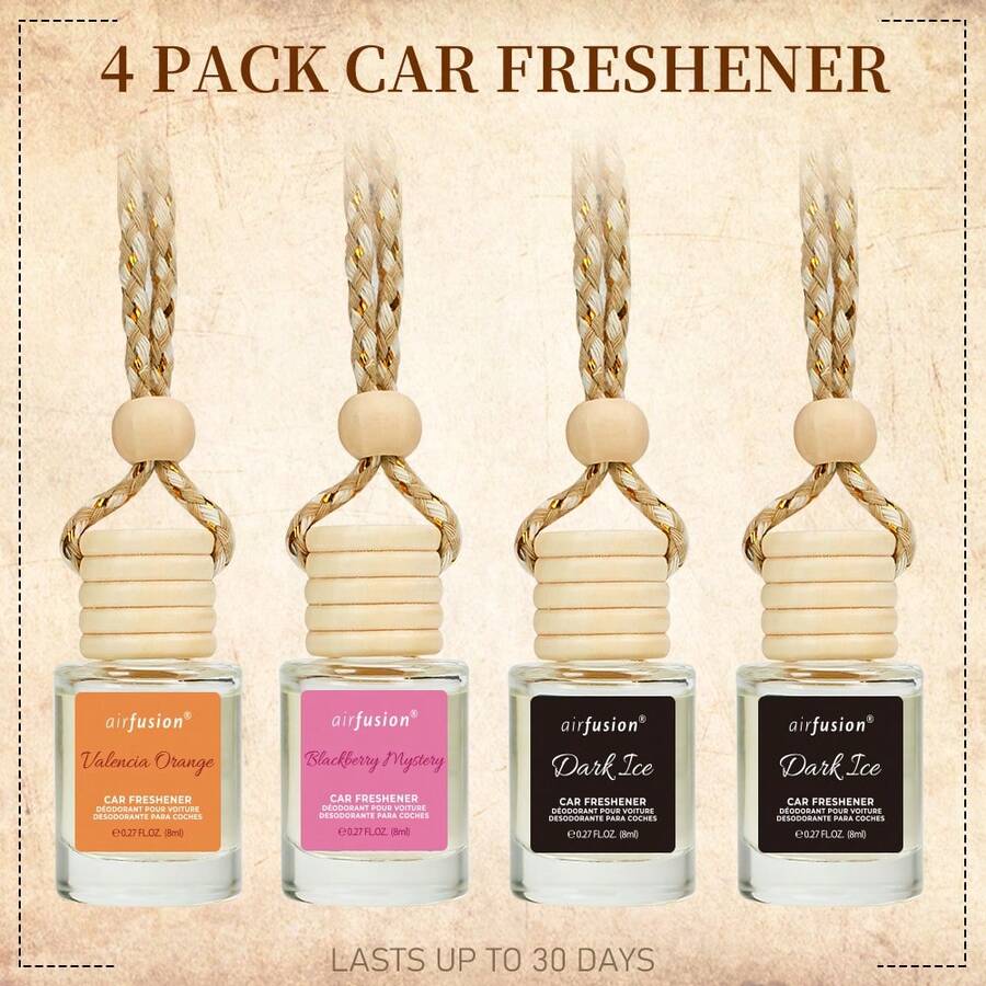 AIR FUSION 4 Pack Hanging Car Air Freshener & Diffuser | 120-Day Long-Lasting Fragrance | 17 Fragrances All Ages - set 5 (4 pack) - 查看 1