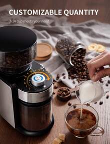 Burr Coffee Bean Grinder Electric, Adjustable Burr Mill With 16 Precise Grind Setting For 2-14 Cup, Silver. - 美規A型插(110-127V) - 查看 4