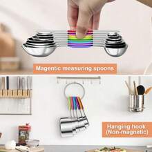 13-Piece Stainless Steel Measuring Cups & Spoons Set - Nesting Design With Soft Touch Silicone Handles For Dry/Liquid Ingredients - Colorful Baking & Cooking Essentials - Multicolor - View 7