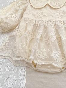 Spring/Autumn New Fashion Mesh Ruffle Skirt Bodysuit For Baby Girls, Princess Dress - Apricot - View 6