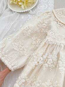 Spring/Autumn New Fashion Mesh Ruffle Skirt Bodysuit For Baby Girls, Princess Dress - Apricot - View 5