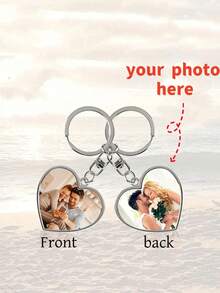 1 pieza Llavero personalizado de acero inoxidable con foto a color, un accesorio de bolso con diseño de imagen de doble cara, que sirve tanto como un accesorio práctico para llaves como un colgante de equipaje pensativo.