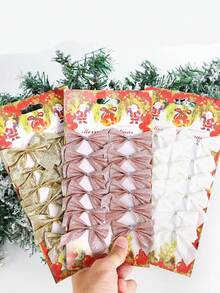 12/24/36 sztuk ręcznie robionych mini kokardek choinkowych w kształcie choinki, ozdoby na świąteczne pudełko prezentowe - idealne do dekoracji biurka, bukietów ślubnych, pakowania prezentów i dekoracji imprezowych, odpowiednie do świątecznego wystroju domu