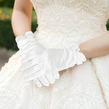 White Gloves Women, Floral Lace Gloves Bridal Elegant Short 1920s Wedding Opera Dinner Party