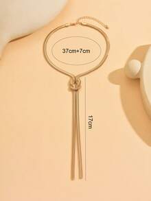 1pc Fashion Metal Twist Thick Snake Chain Necklace, Minimalist Tassel Y-Shaped Choker Necklace For Women, Suitable For Daily Wear And Music Festival Party