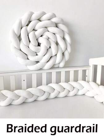 1pc Newborn Braided Crib Bumper, Baby Knotted Anti-Collision Soft Pad, Infant Bed Rail Cushion