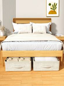 1PC Foldable Beige Cotton Linen Transparent Bed Bottom Storage Bag, Fully Utilizing The Space Under The Bed, Toy Storage, Shoe Cabinet Storage, Cabinet Top Storage Bag, Graduation Gift Storage Bag, Party Gift Storage Bag - Beige - View 6