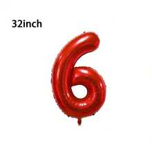 1pc 32/40 Inch Red Solid Number Foil Balloon, 0-9 Large Size Polyester Digit Balloons, Decorative Balloons, Reusable, Suitable For Birthday Decoration, Party Decoration, Anniversary, Room Decoration, Wedding Anniversary, Party Supplies - Red - View 11