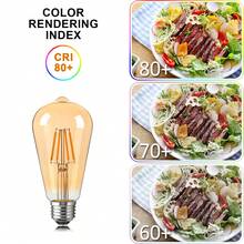 6 Bóng đèn LED Edison ST64 4W cổ điển E27 đế trung bình 220V tương đương 40W Bóng đèn sợi đốt 2700K ánh sáng trắng ấm màu vàng cổ điển Bóng đèn hình giọt nước có thể điều chỉnh độ sáng cho đèn thả trần Quạt trần Đèn tường Phòng tắm Hiên nhà - 6 chiếc E27 220V-240V - Xem 7