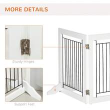 PawHut Foldable Wooden Pet Gate W/ 3 Panels 2 Support Feet For Small Dogs White - White - View 6