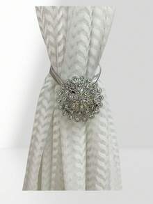 1pc/2pcs Magnetic Curtain Clips, Silver Rhinestone Curtain Decor No Drill, Curtain Clips With High Elastic Spring Wire Decor - Multicolor - View 10