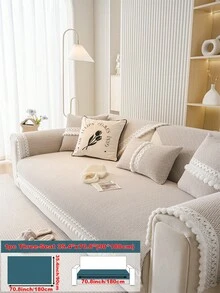 1 件蓬松蕾丝沙发套，防滑、防尘、防刮沙发巾，豪华沙发保护套，适合客厅、卧室、办公室、汽车、四季装饰 - 卡其色 - 查看 19