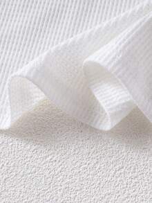 3 Stücke/Set Teenager Mädchen Outfit mit Crop Waffle Strick Top mit Kreuzdetail, einfarbigem Top und schicken Cargo Hosen