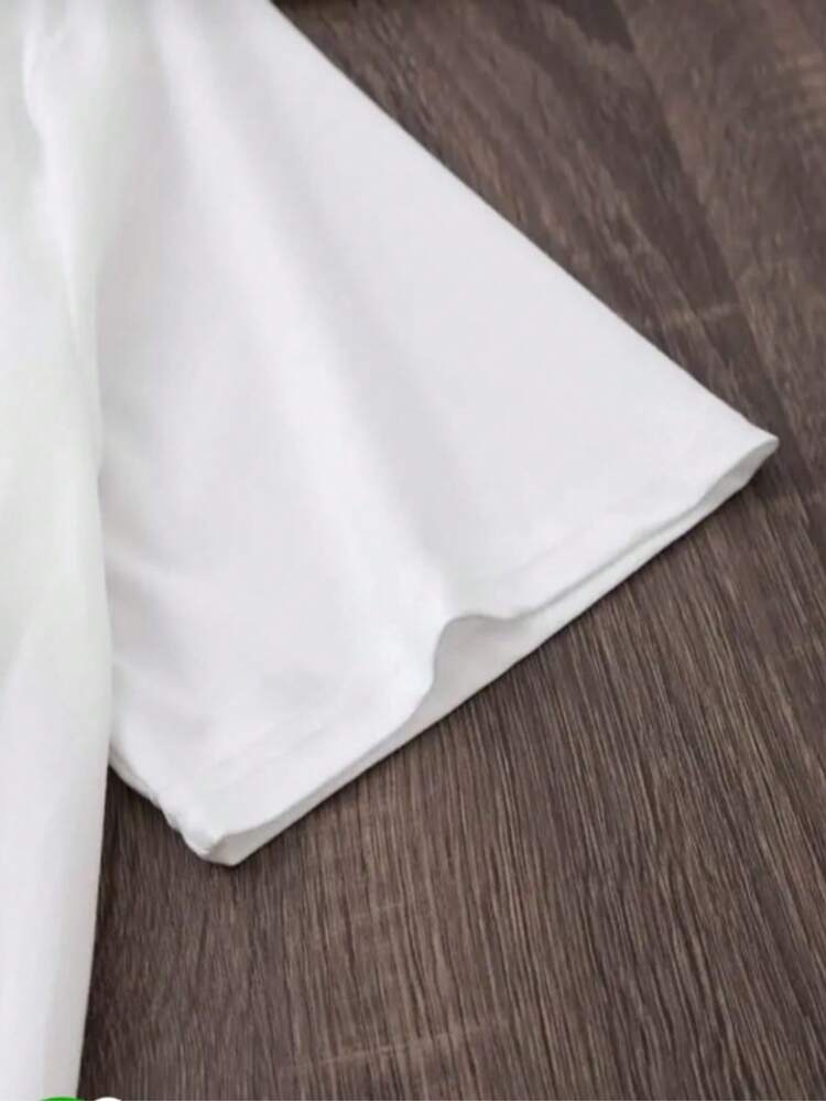 Playera camiseta básica mujer dama cuello redondo manga corta estampado ""MINI CEREZITAS "" parte superior elástica de poliéster primavera/verano uso diario | material no transparente | - Blanco - Añade 3