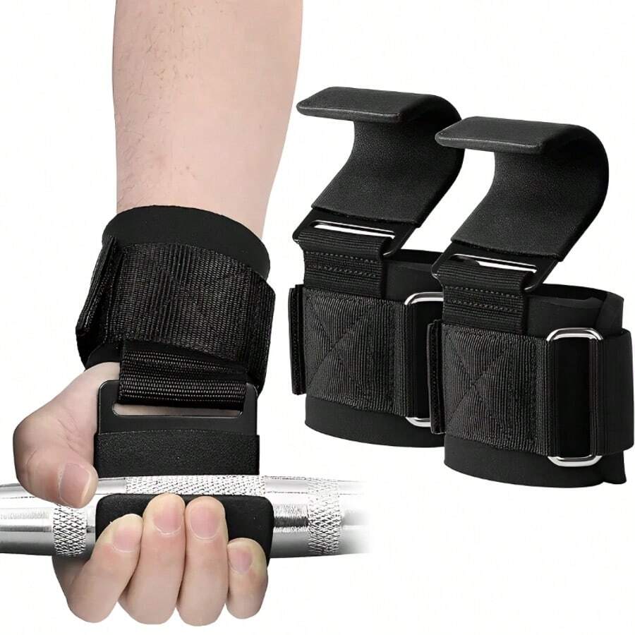 2 件举重钩优质带子举重硬拉引体向上和锻炼健身钩训练